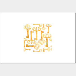 gold keys pattern Posters and Art